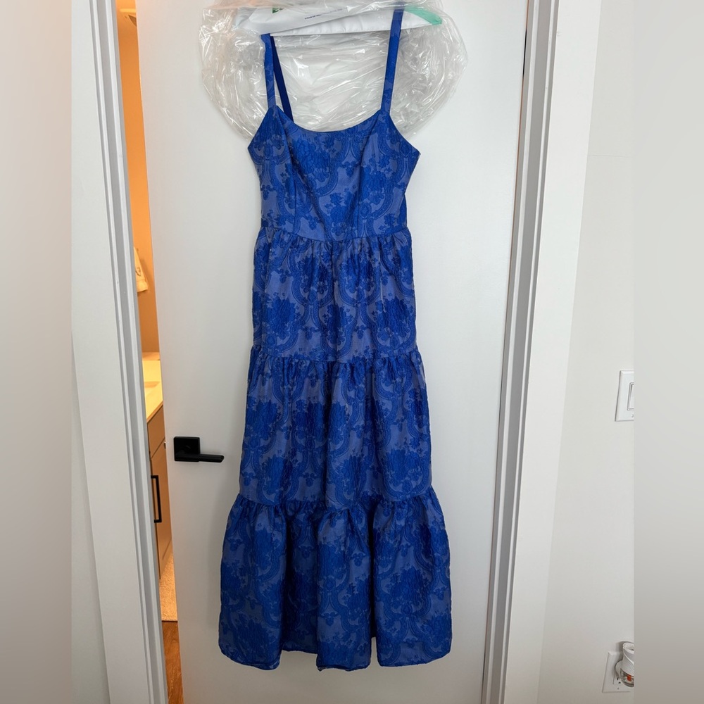 Blue Jacquard Maxi Dress